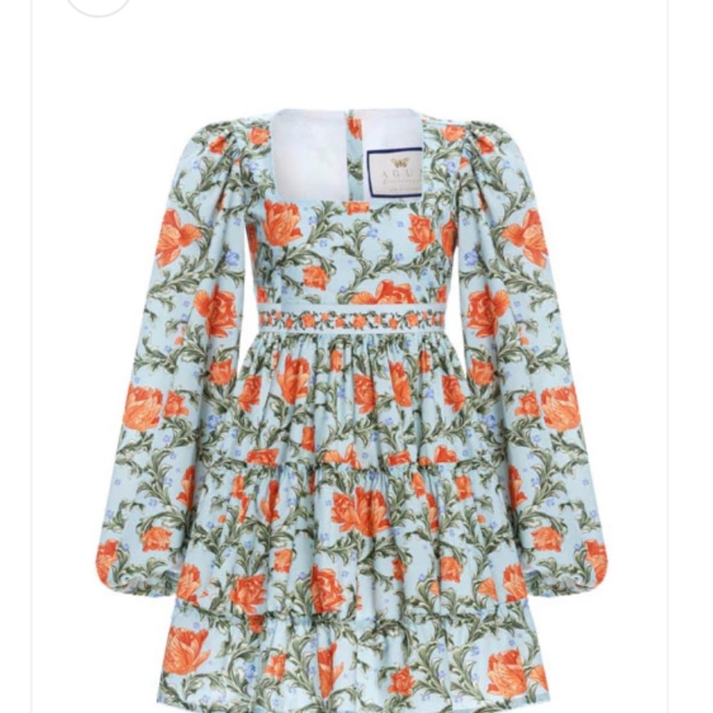 Agua by Agua Bendita Floral Dress in Orange and Blue